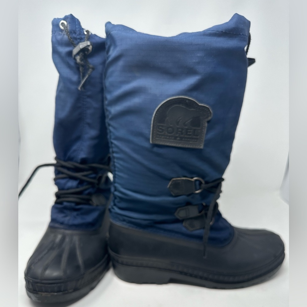Women’s SOREL Kaufman Snowlion Tall Snow Boots Blue Size 8 Vintage